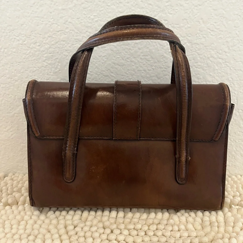 VINTAGE Brown Leather Satchel - Picture 2 of 6